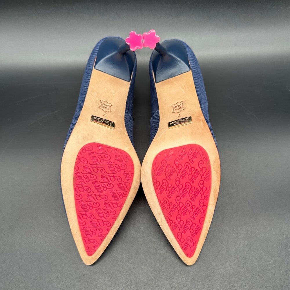Claire Flowers Navy Blue Pointed Toe Heels Pumps Womens Size 7 Pointed Toe - Picture 6 of 14